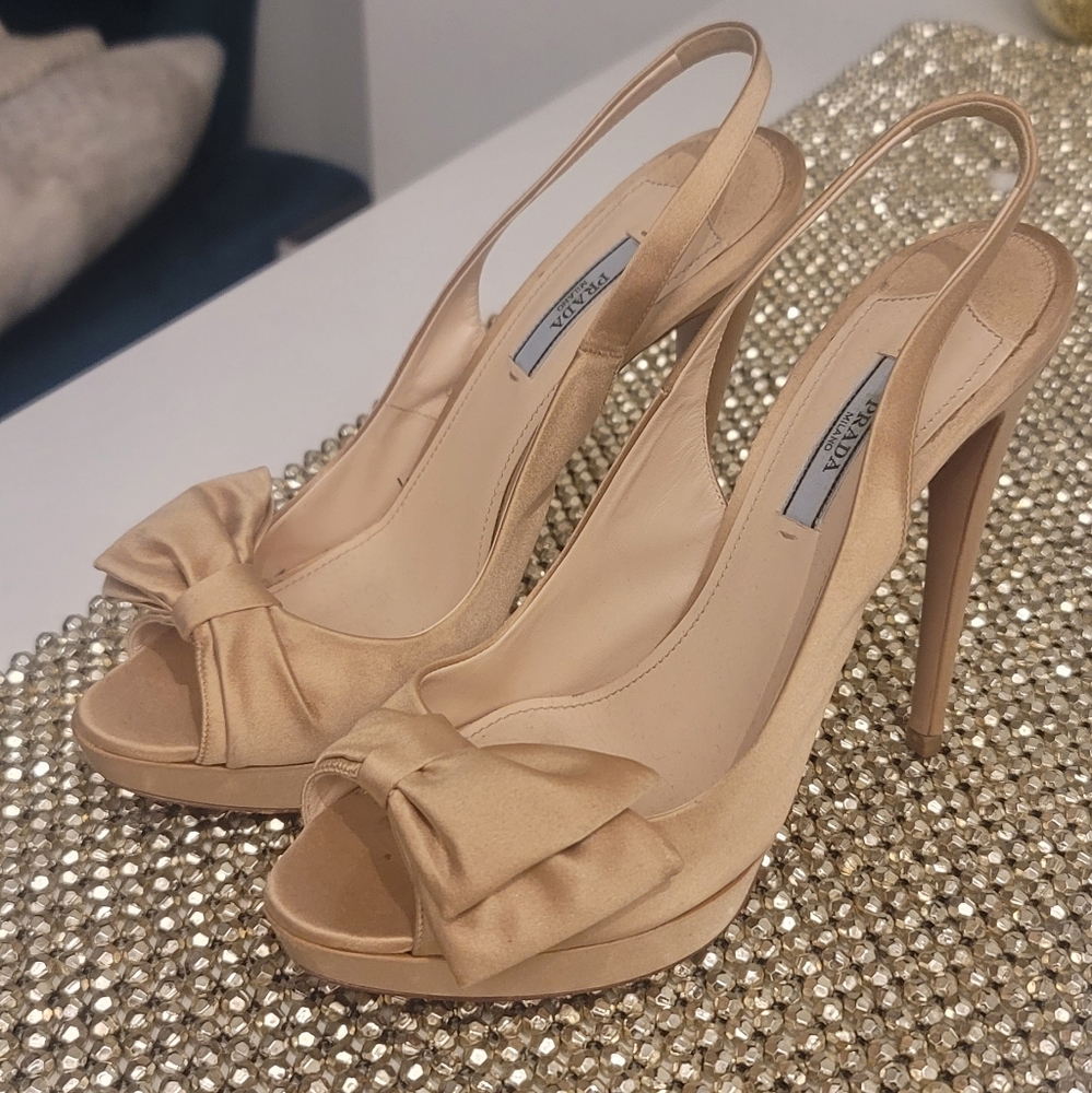 Prada Satin Platform Slingbacks